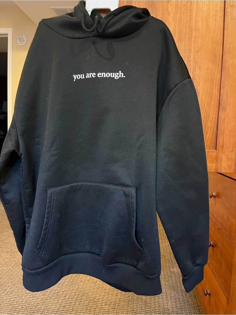 🖤‘You are enough’ black hoodie. Women’s large. EUC!🖤
